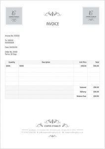 Coopers letterhead and invoice created by Liz Hall Design